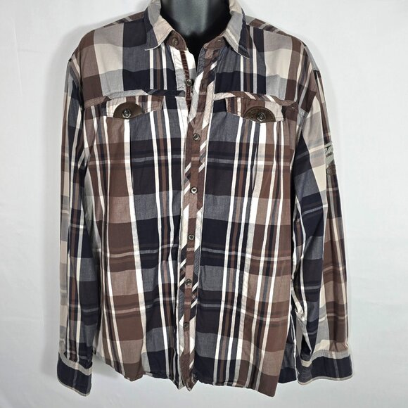 VTG Pelle Pelle Mens Western Plaid Shirt Sz 2XL The Jean Co Long Sleeved Y2K - Picture 1 of 9